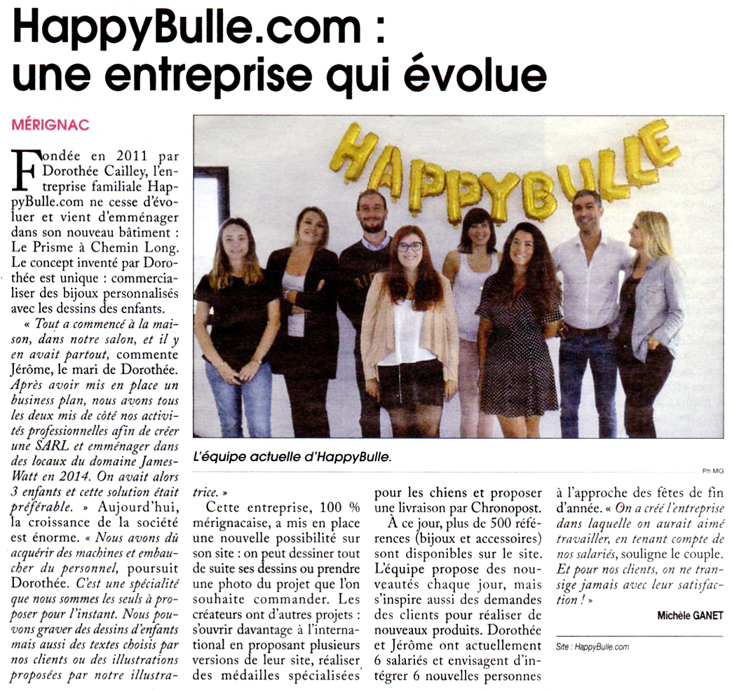 Courrier de Gironde - Happybulle.com, une entreprise qui évolue