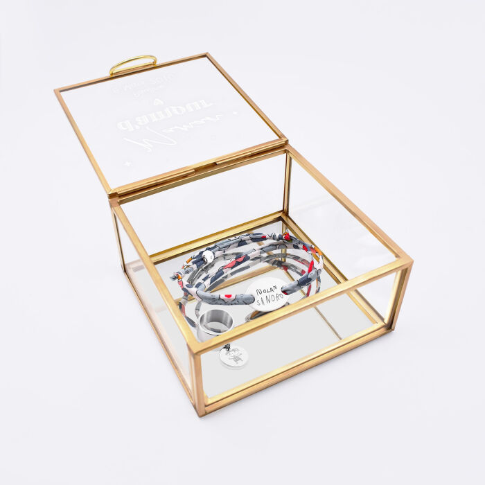 Boîte à bijoux personnalisée 10x10x5 cm verre gravé - Edition spéciale "Maman d'amour" - ouvert