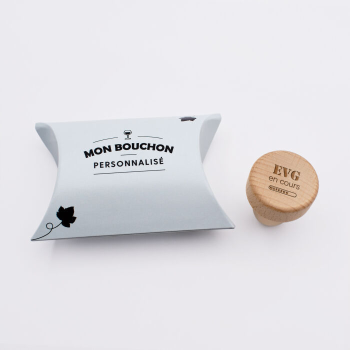 Bouchon de bouteille EVG personnalisé bois gravé - EVG en cours