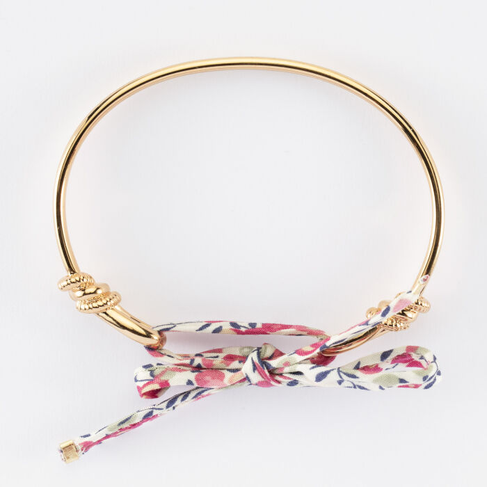Bracelet jonc "Le lien" plaqué or et cordon Liberty - HappyBulle x Lilylovesfashion