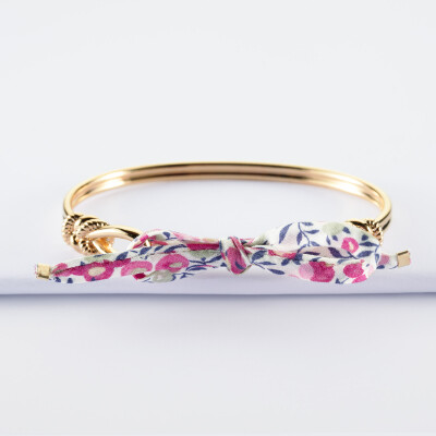 Bracelet jonc "Le lien" plaqué or et cordon Liberty - HappyBulle x Lilylovesfashion