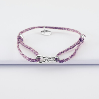 Bracelet enfant cordon pailleté "Le lien" argent - HappyBulle x Lilylovesfashion