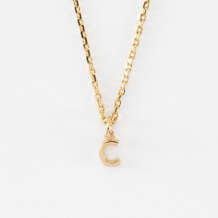 Pendentif personnalisé médaille plaqué or 5 mm - initiale C de face