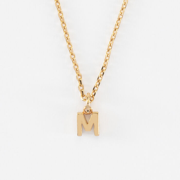 Pendentif personnalisé médaille plaqué or 5 mm - initiale M de face