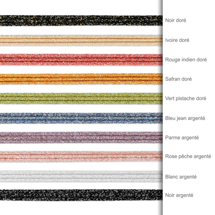 Sparkly cord colour chart