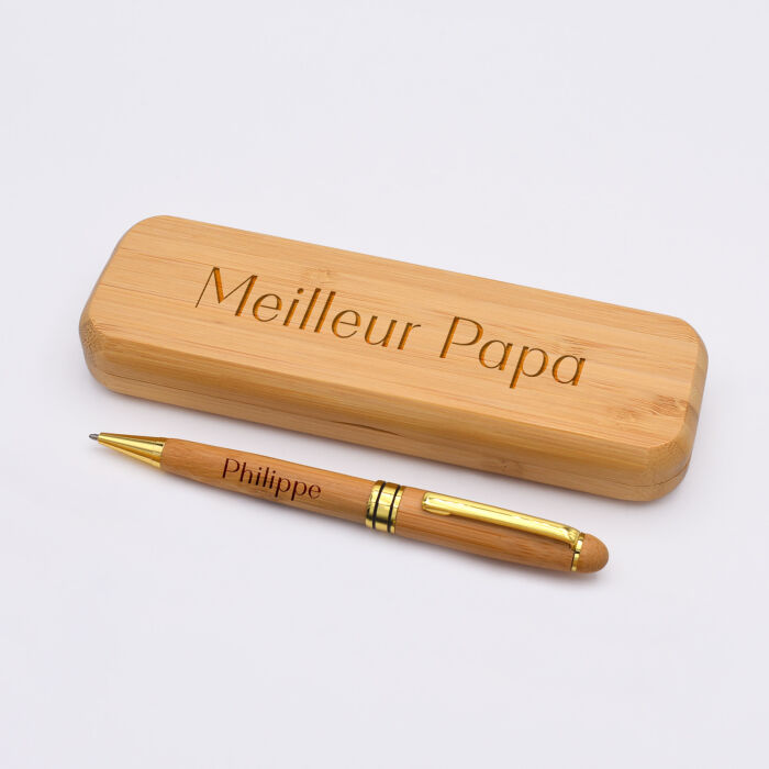 Personalised Bamboo Box and Engraved Pen 170x54 mm- Our Little Imperfections