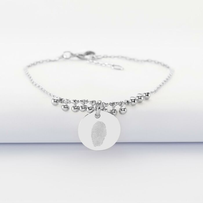 Bracelet chaîne boules personnalisé médaille gravée argent 15 mm
