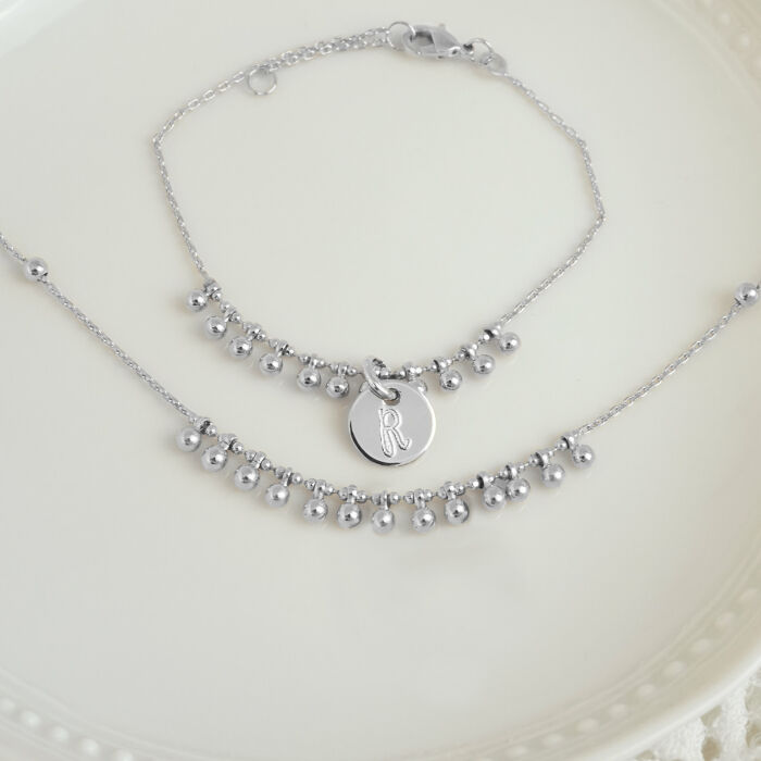 Collier chaîne boules argent