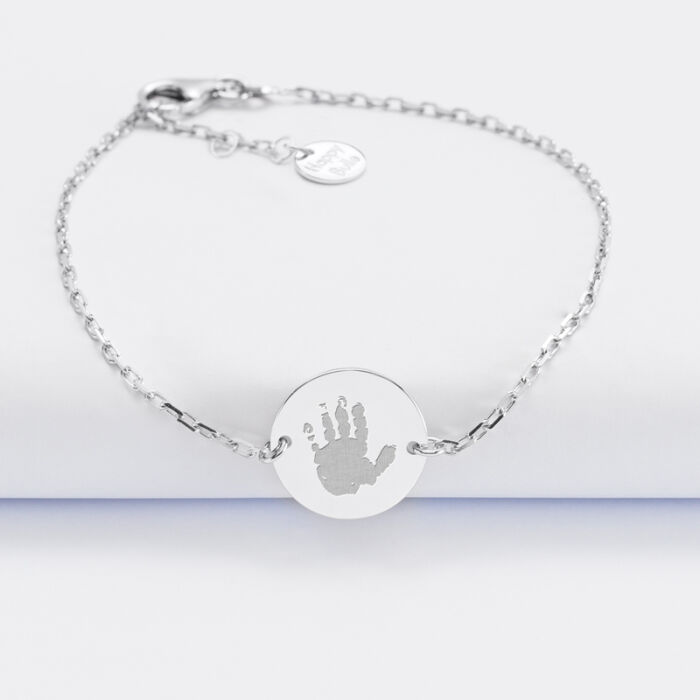 Bracelet chaine personnalisé médaille gravée argent 2 trous 15 mm - empreinte