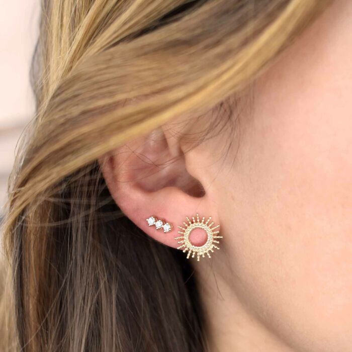 Boucles d'oreilles trio scintillant plaqué or