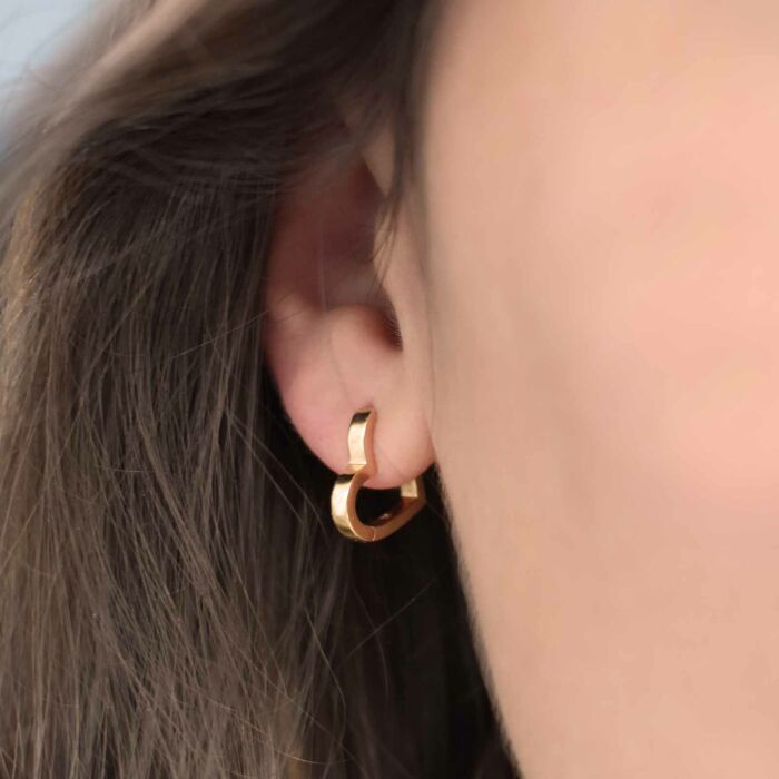 Boucles d'oreilles créoles coeur plaqué or