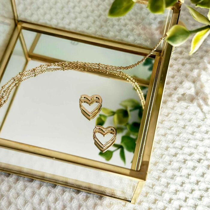 Boucles d'oreilles créoles coeur plaqué or