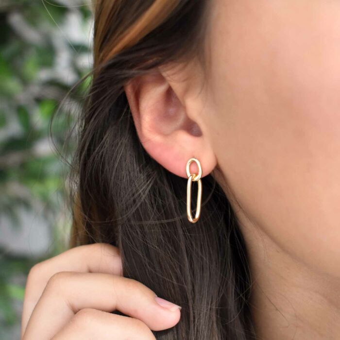 Boucles d'oreilles ovale ouvert plaqué or