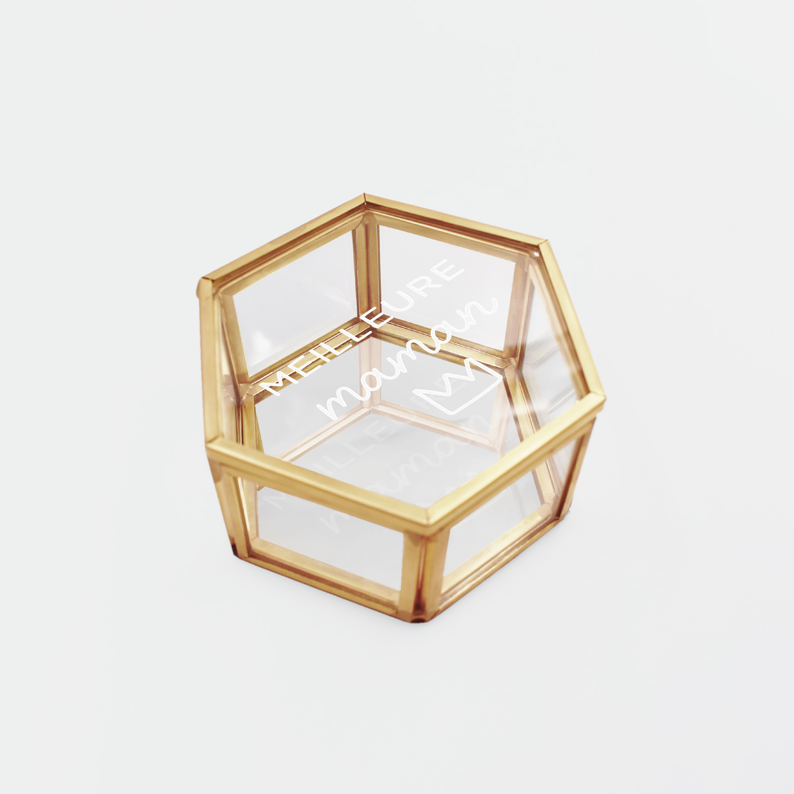 Kalttoy Boîte à Bijoux Hexagonale En Verre Transparent Pour