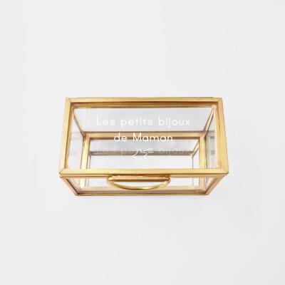 Boîte à bijoux personnalisée rectangle 8x4x4 cm verre gravé - texte pictogramme