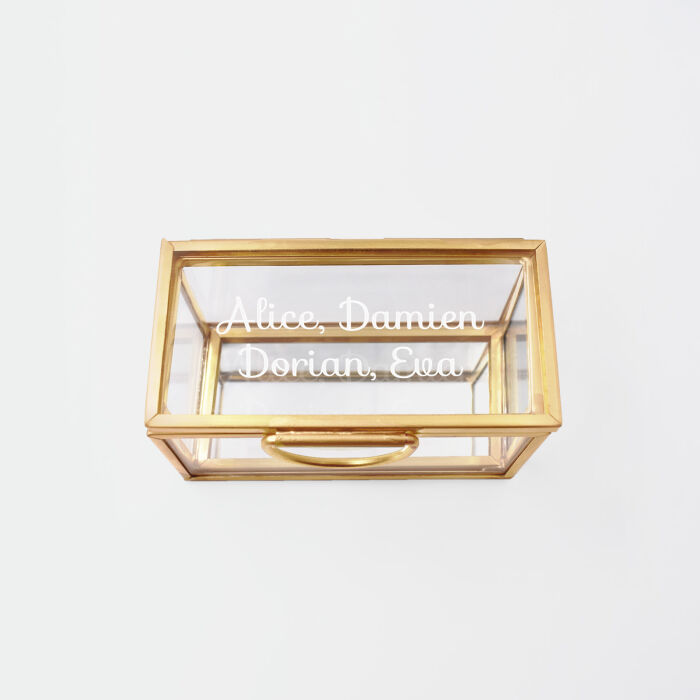 Boîte à bijoux personnalisée rectangle 8x4x4 cm verre gravé - texte