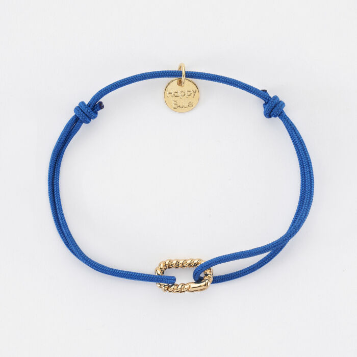 Bracelet cordon mousqueton tressé plaqué or 12x7 mm