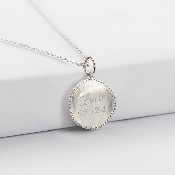 Pendentif personnalisé médaille gravée argent lettre initiale 14 mm