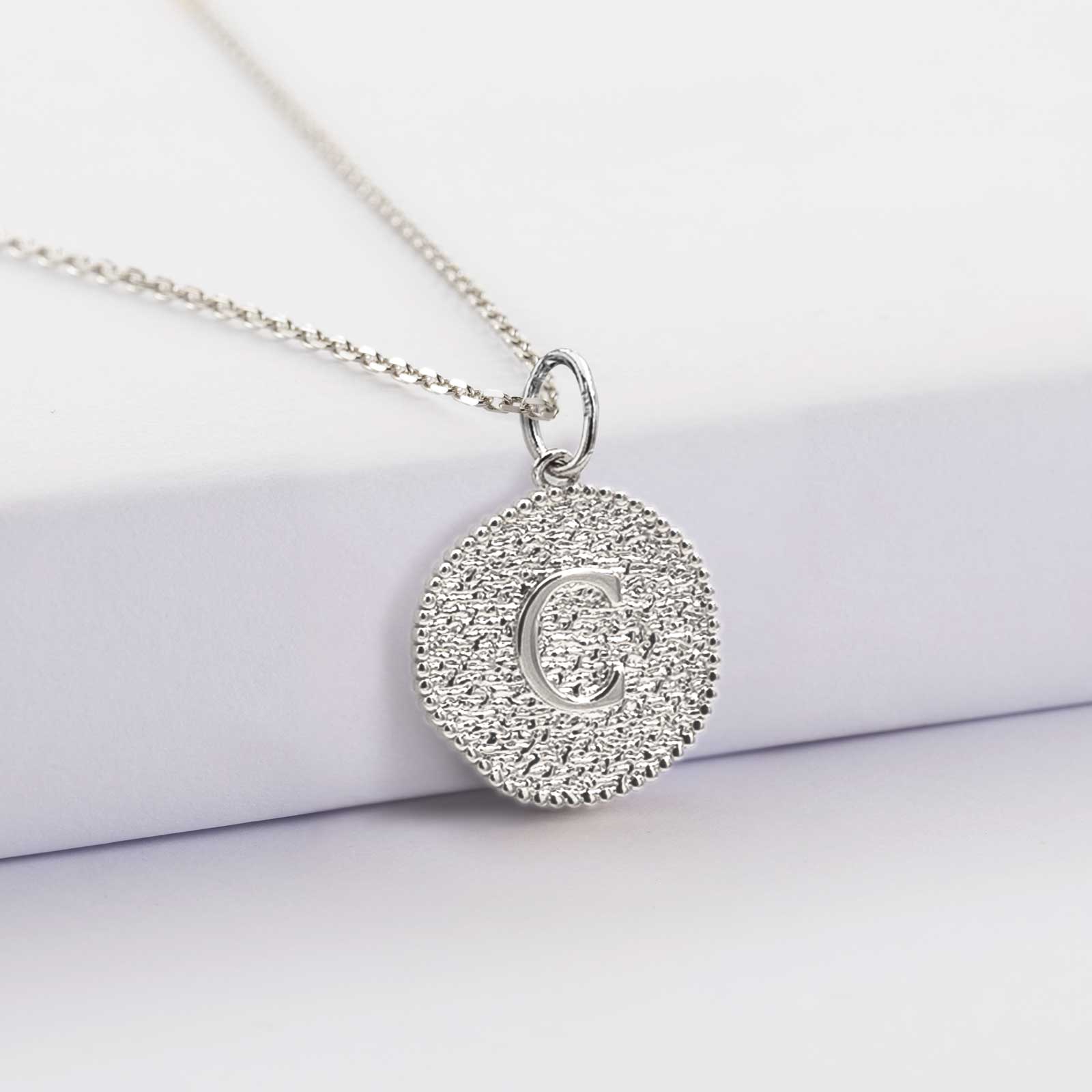 Pendentif Chaîne Initiale "C" Avec Cristal - Argenté, Pour Ado/femme/enfant, Neuf Sans Emballage