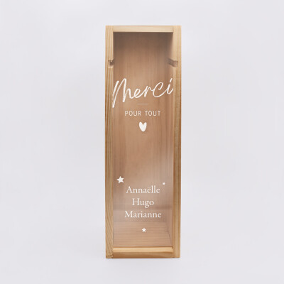 Caisse de vin bois couvercle acrylique gravé - Edition spéciale "Grandes Occasions" - Merci
