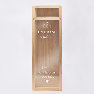 Caisse de champagne bois couvercle acrylique gravé - Edition spéciale "Grandes Occasions" - Mariage