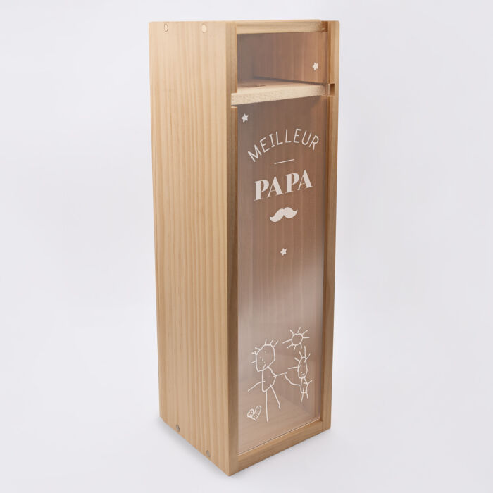 Caisse de champagne bois couvercle acrylique gravé - Edition spéciale "Grandes Occasions" - Papa