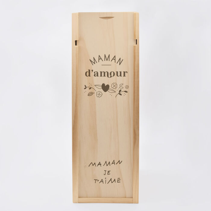 Caisse de champagne bois couvercle acrylique gravé - Edition spéciale "Grandes Occasions" - Maman