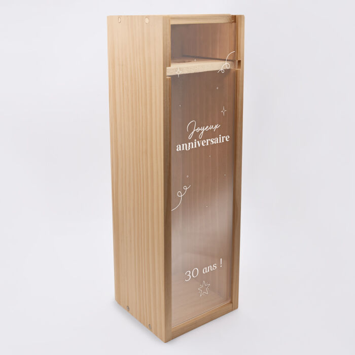 Caisse de champagne bois couvercle acrylique gravé - Edition spéciale "Grandes Occasions" - Anniversaire
