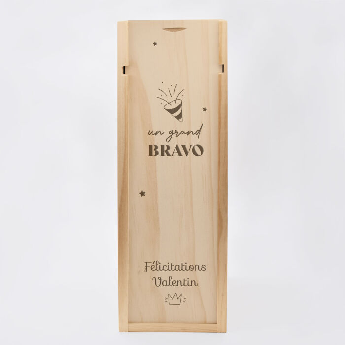 Caisse de champagne bois couvercle acrylique gravé - Edition spéciale "Grandes Occasions" - Bravo