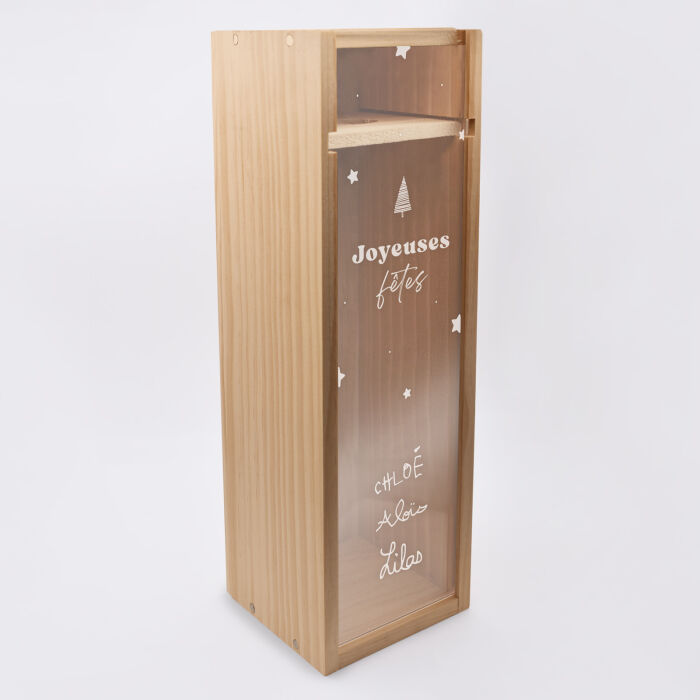 Caisse de champagne bois couvercle acrylique gravé - Edition spéciale "Grandes Occasions" - Joyeuses fêtes