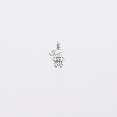 Breloque petite fille scintillante argent 12 mm - seul