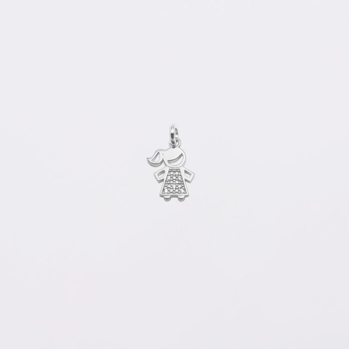Breloque petite fille scintillante argent 12 mm - seul