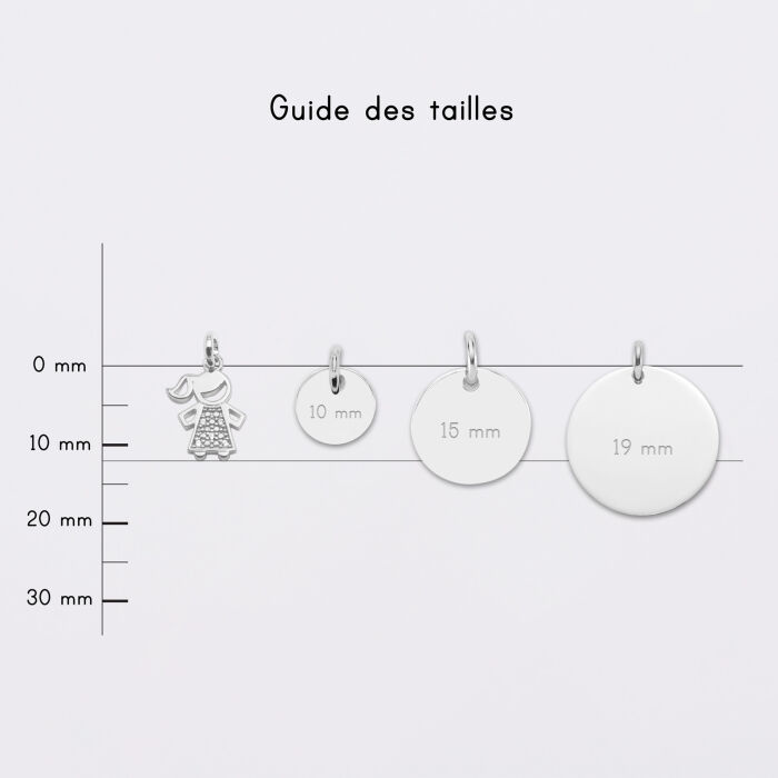 Breloque petite fille scintillante argent 12 mm - médailles