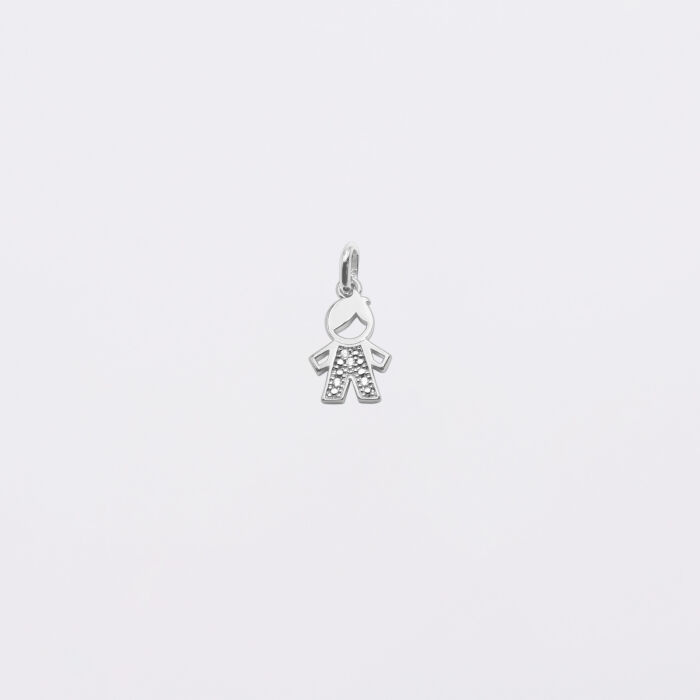 Breloque petit garçon scintillant argent 12 mm - seul