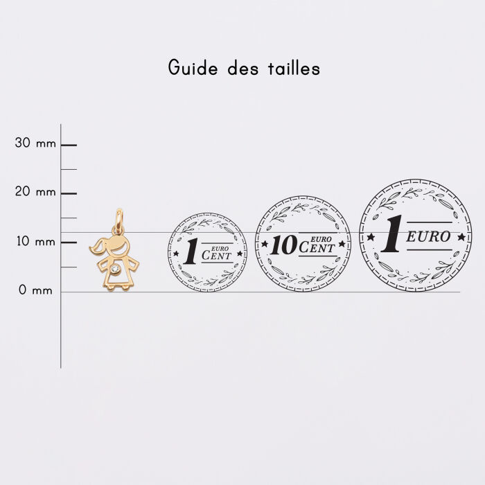 Breloque petite fille zircon plaqué or 12 mm - pièces