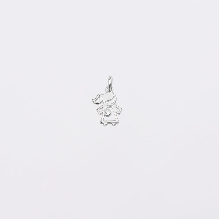 Breloque petite fille zircon argent 12 mm - seul
