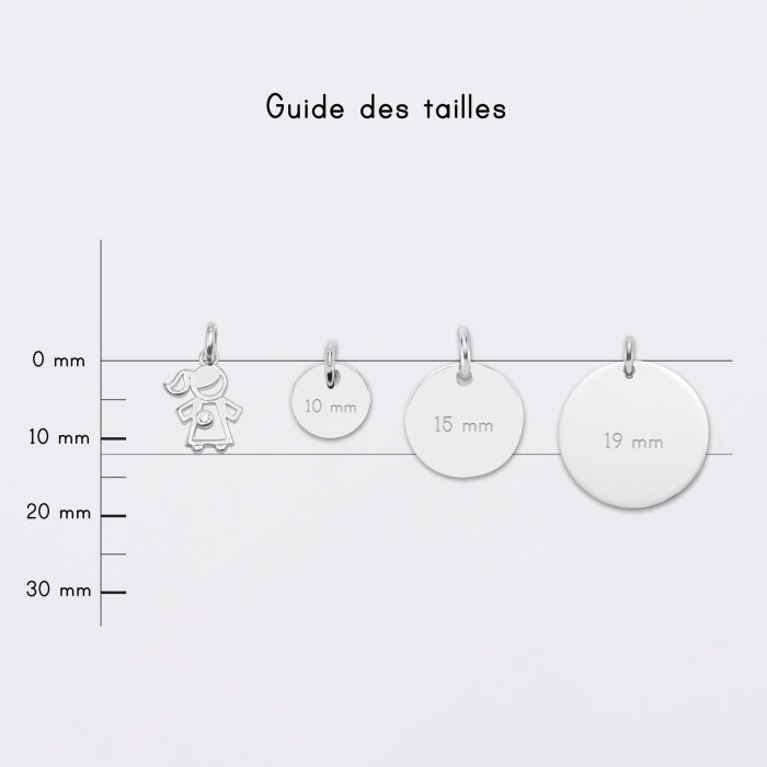 Breloque petite fille zircon argent 12 mm - médailles