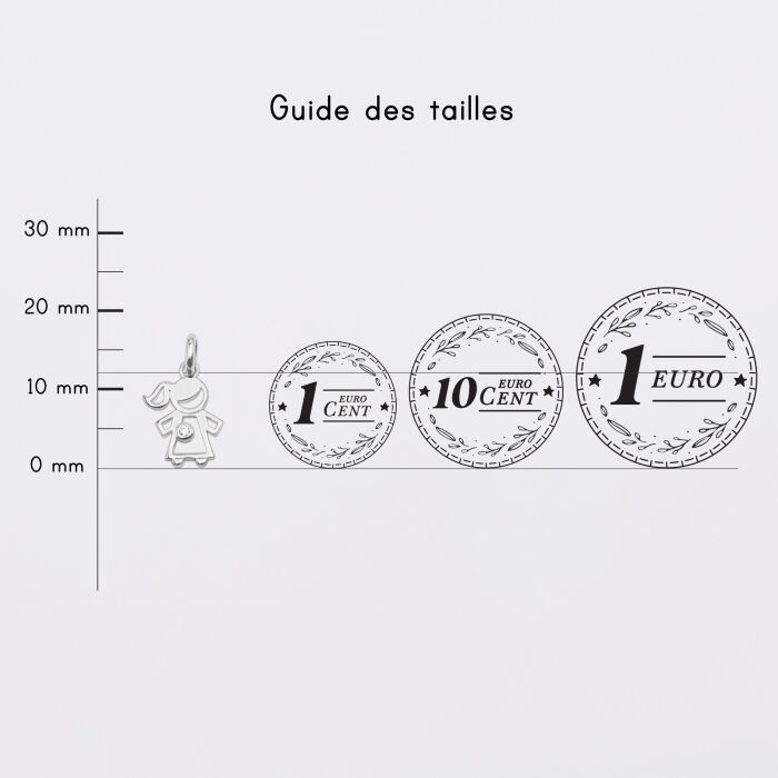 Breloque petite fille zircon argent 12 mm - pièces