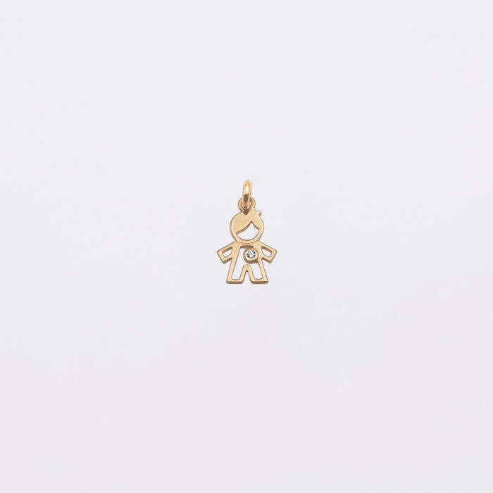 Breloque petit garçon zircon plaqué or 12 mm - seul