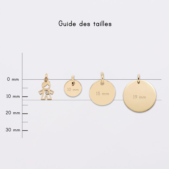 Breloque petit garçon zircon plaqué or 12 mm - médailles