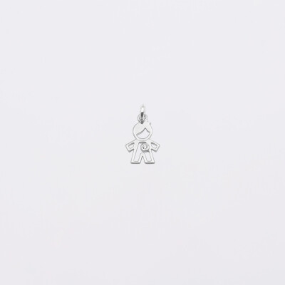 Breloque petit garçon zircon argent 12 mm - seul