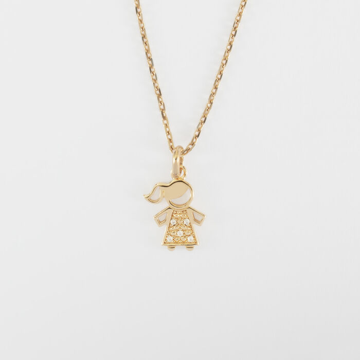 Pendentif petite fille scintillante plaqué or 12 mm