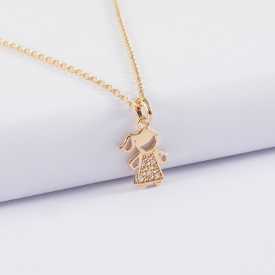 Pendentif petite fille scintillante plaqué or 12 mm