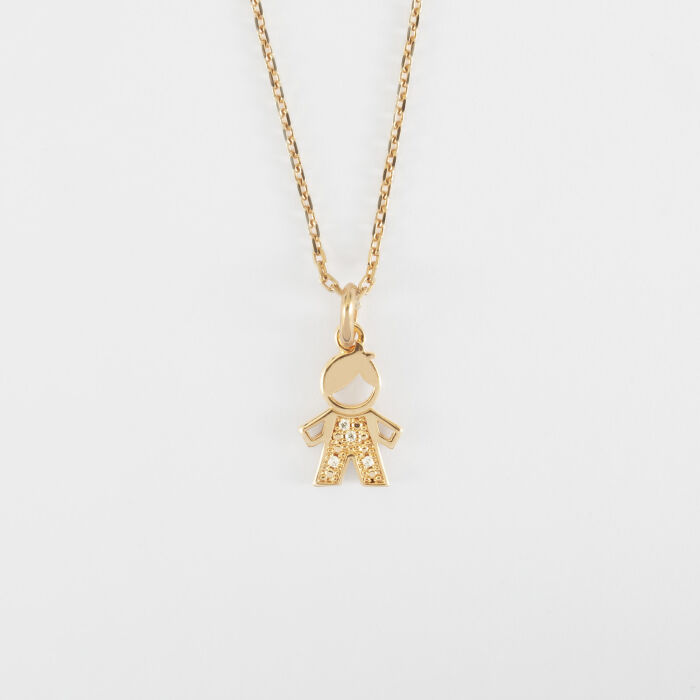 Pendentif petit garçon scintillant plaqué or 12 mm