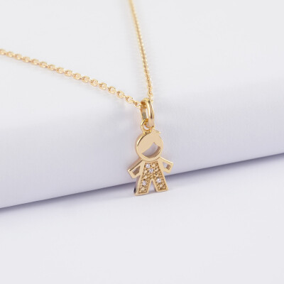 Pendentif petit garçon scintillant plaqué or 12 mm