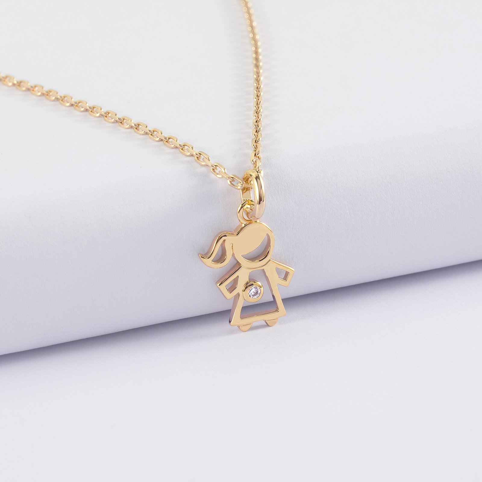 Gold-Plated Zircon Crystal Little Girl Pendant 12 mm HappyBulle