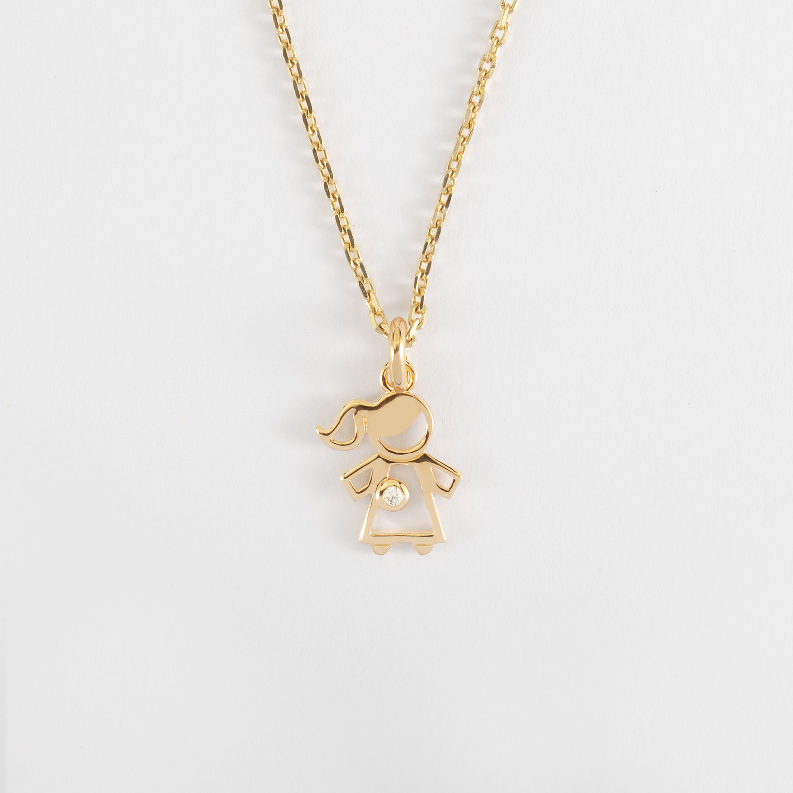 Children's Gold-Plated Zircon Crystal Little Girl Pendant 12 mm