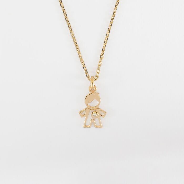 Pendentif petit garçon zircon plaqué or 12 mm