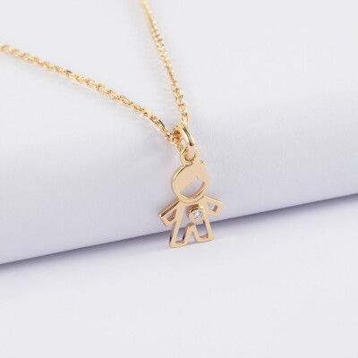 Pendentif petit garçon zircon plaqué or 12 mm
