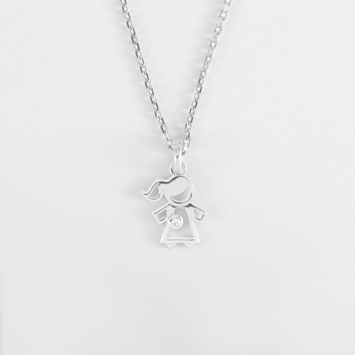 Pendentif petite fille zircon argent 12 mm